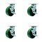 Service Caster 6 Inch Green Poly on Cast Iron Swivel Caster Set with Roller Bearings and Brakes SCC-30CS620-PUR-GB-TLB-4 - alternate 4